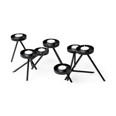 Meira Black Metal Seven Votive Table Candle Holder by Mercana at Eve Furniture