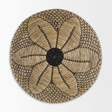Mekhi Light Brown Seagrass W/Black String Round Wall Hanging Plate by Mercana at Eve Furniture