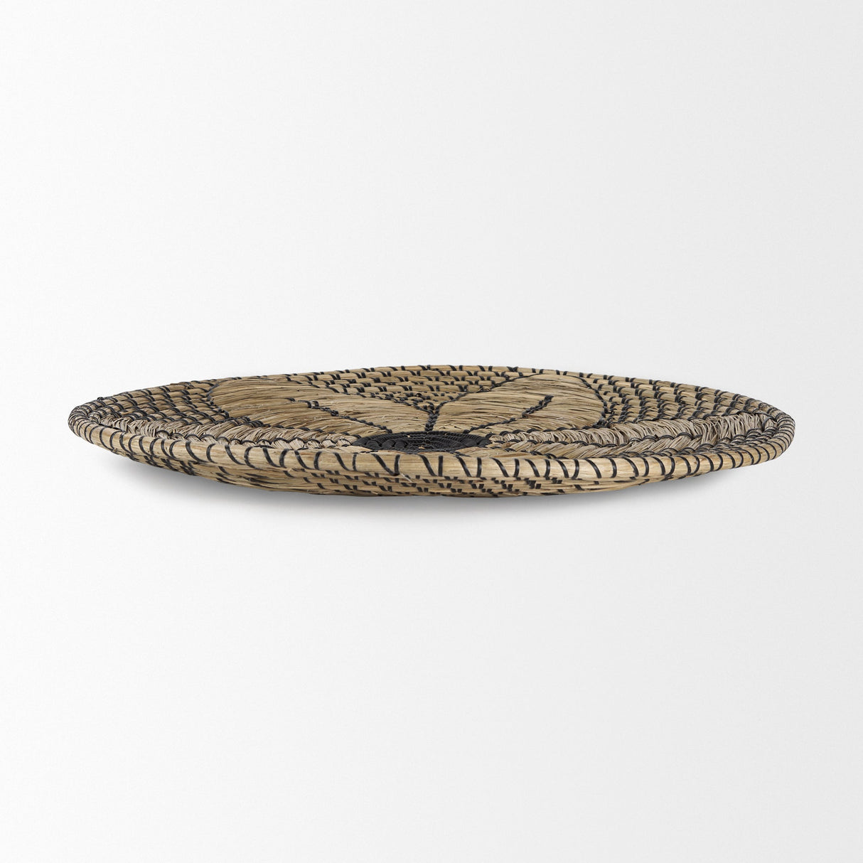 Mekhi Light Brown Seagrass W/Black String Round Wall Hanging Plate by Mercana at Eve Furniture