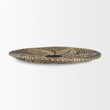 Mekhi Light Brown Seagrass W/Black String Round Wall Hanging Plate by Mercana at Eve Furniture