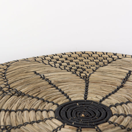 Mekhi Light Brown Seagrass W/Black String Round Wall Hanging Plate by Mercana at Eve Furniture