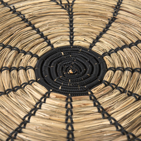 Mekhi Light Brown Seagrass W/Black String Round Wall Hanging Plate by Mercana at Eve Furniture