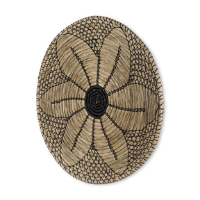 Mekhi Light Brown Seagrass W/Black String Round Wall Hanging Plate by Mercana at Eve Furniture