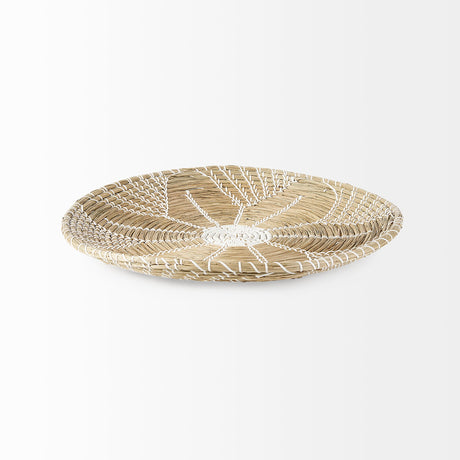 Mekhi Light Brown Seagrass W/White String Round Wall Hanging Plate by Mercana at Eve Furniture