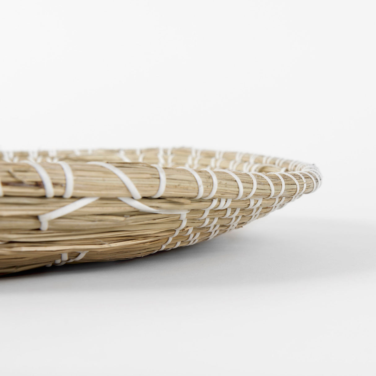 Mekhi Light Brown Seagrass W/White String Round Wall Hanging Plate by Mercana at Eve Furniture
