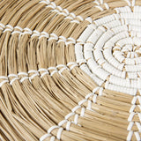 Mekhi Light Brown Seagrass W/White String Round Wall Hanging Plate by Mercana at Eve Furniture