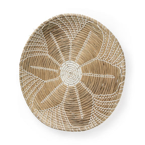 Mekhi Light Brown Seagrass W/White String Round Wall Hanging Plate by Mercana at Eve Furniture