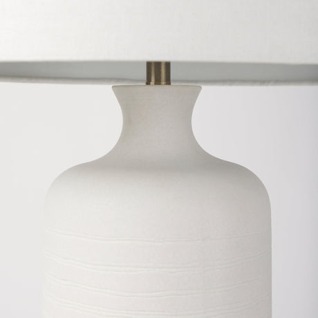 Melanie 17.0L x 17.0W x 30.5H White Shade W/White Base Table Lamp by Mercana at Eve Furniture