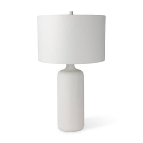 Melanie 17.0L x 17.0W x 30.5H White Shade W/White Base Table Lamp by Mercana at Eve Furniture