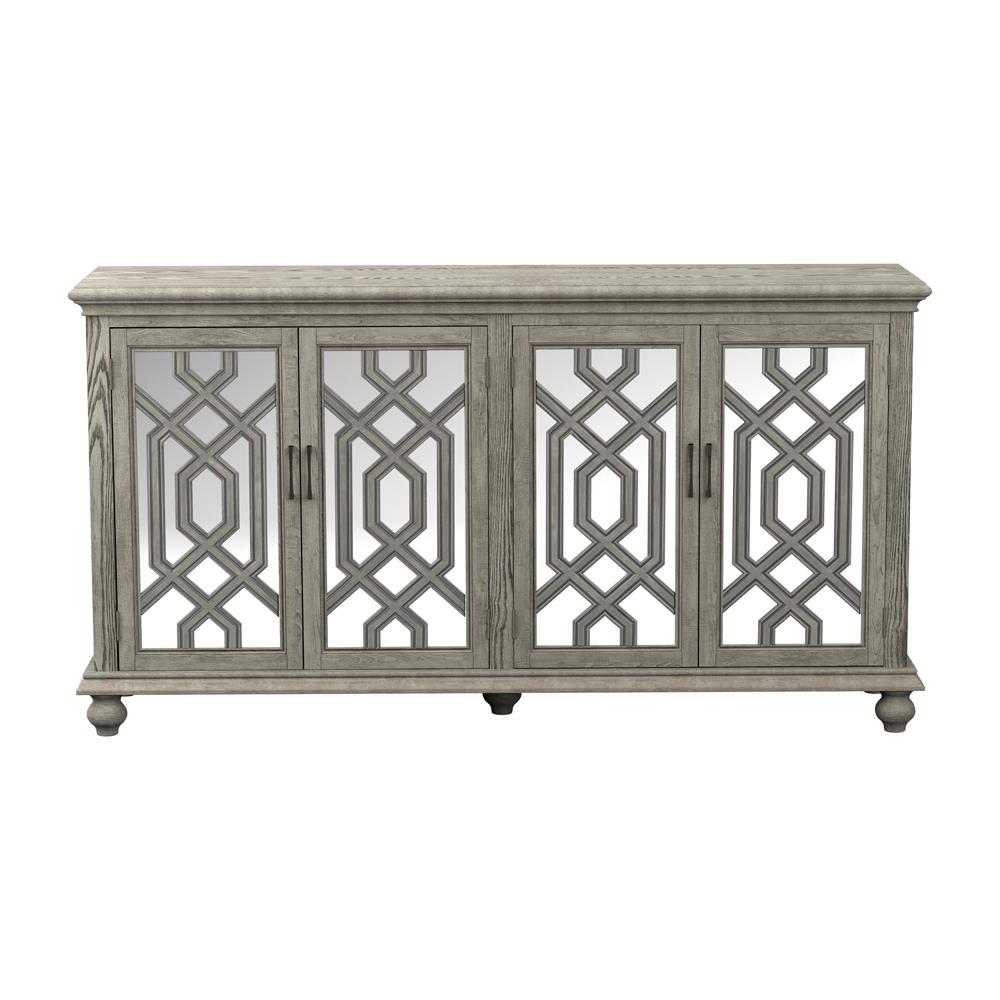 Melanie Antique White 4-Door Accent Cabinet