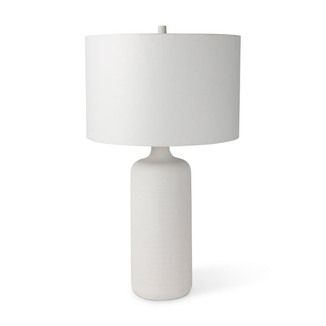 Melanie White Shade W/White Base Table Lamp by Mercana at Eve Furniture