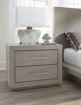 Melbourne Mineral Two Drawer Nightstand with USB by Modus Furniture at Eve Furniture