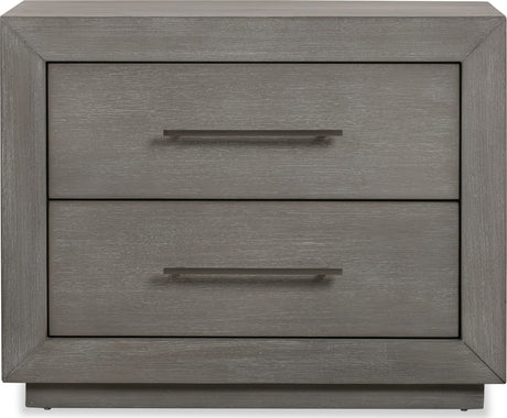 Melbourne Mineral Two Drawer Nightstand with USB by Modus Furniture at Eve Furniture