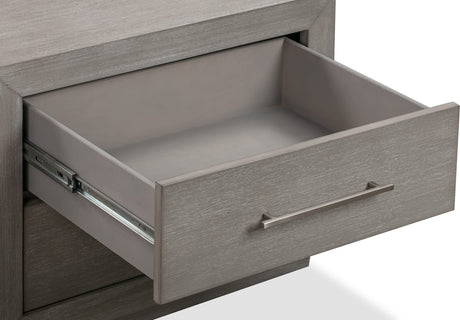 Melbourne Mineral Two Drawer Nightstand with USB by Modus Furniture at Eve Furniture