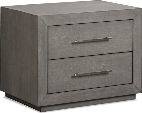 Melbourne Mineral Two Drawer Nightstand with USB by Modus Furniture at Eve Furniture