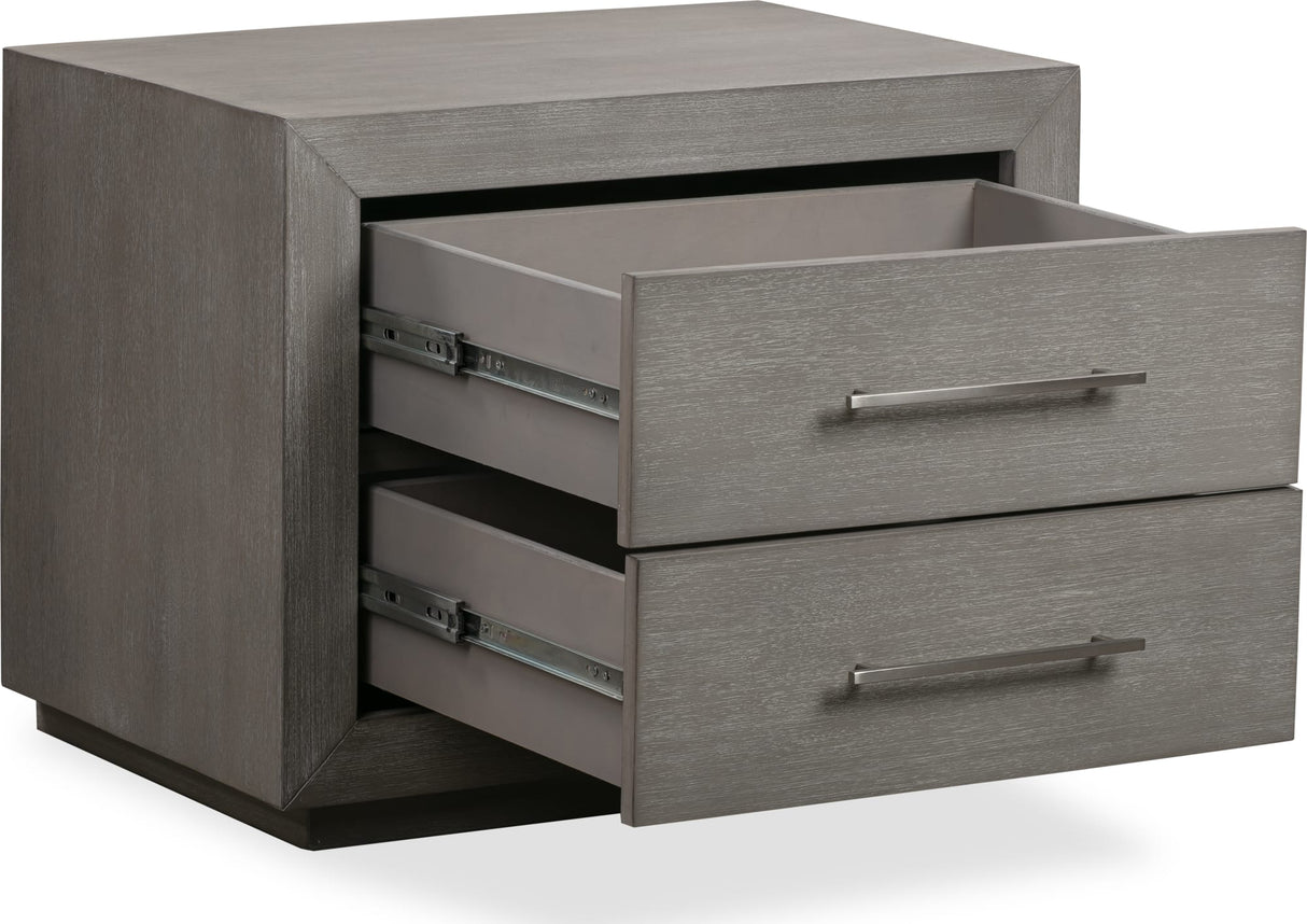 Melbourne Mineral Two Drawer Nightstand with USB by Modus Furniture at Eve Furniture