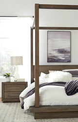 Melbourne Wood Eastern King Canopy Bed in Dark Pine by Modus Furniture at Eve Furniture