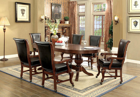 Melina Brown Cherry/Black Arm Chair, Set of 2 by Furniture of America at Eve Furniture