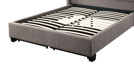 Melina California King Upholstered Footboard Storage Bed in Dolphin Linen by Modus Furniture at Eve Furniture
