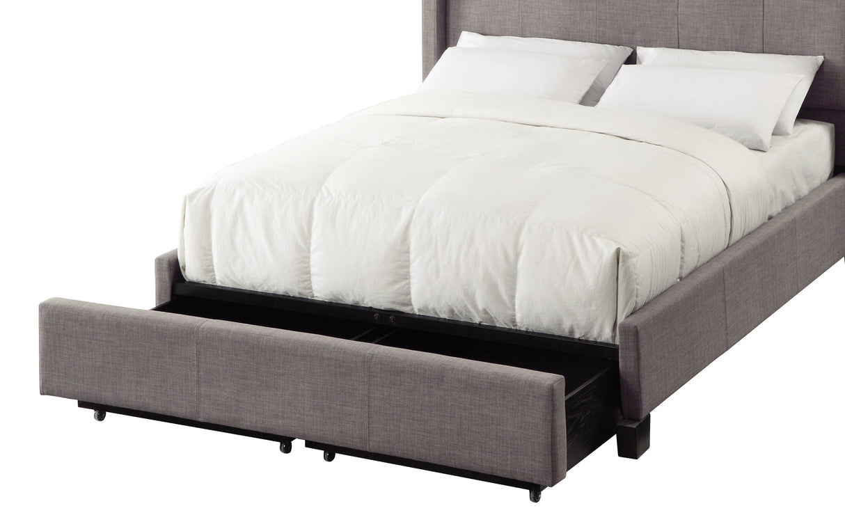 Melina California King Upholstered Footboard Storage Bed in Dolphin Linen by Modus Furniture at Eve Furniture