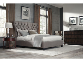 Melina California King Upholstered Footboard Storage Bed in Dolphin Linen by Modus Furniture at Eve Furniture