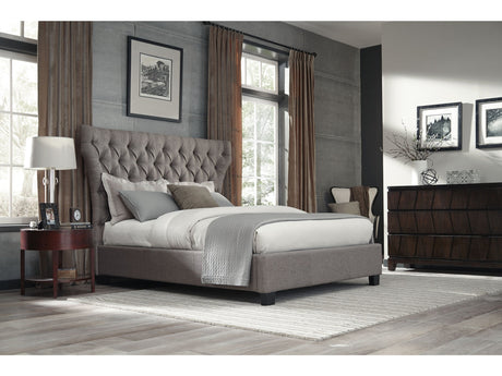Melina California King Upholstered Footboard Storage Bed in Dolphin Linen by Modus Furniture at Eve Furniture