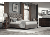 Melina California King Upholstered Platform Bed in Dolphin Linen by Modus Furniture at Eve Furniture