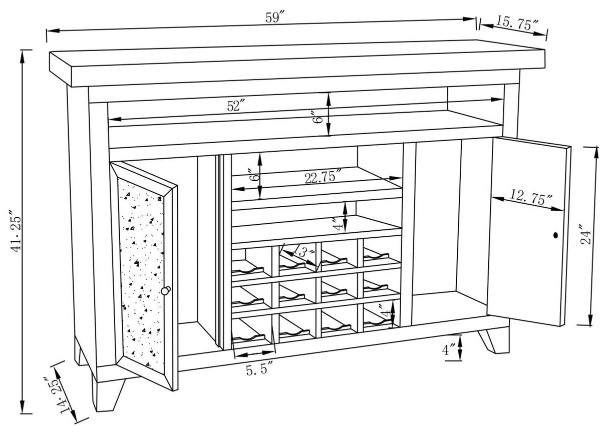 Melinda 2-Door Wine Cabinet with Lighting Mirror