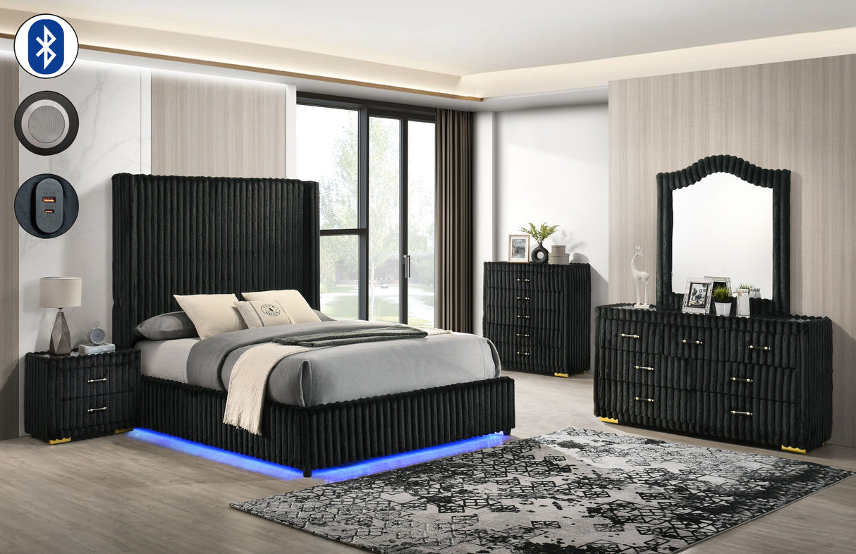 Melinda Black Premium Corduroy Bedroom Set – Eve Furniture