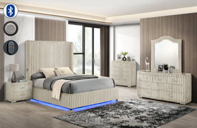 Melinda Cream Premium Corduroy Bedroom Set by New Era Innovations at Eve Furniture