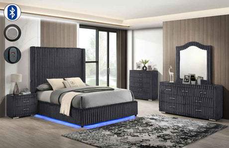 Melinda Grey Premium Corduroy Bedroom Set by New Era Innovations at Eve Furniture