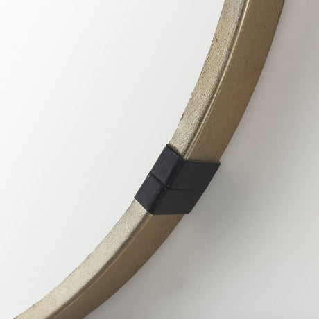 Melissa Medium Round Gold Metal Wall Mirror by Mercana at Eve Furniture