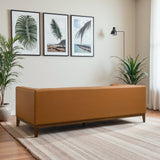 Melissa Mid-Century Cognac Vegan Leather Modern Sofa by Ashcroft Imports at Eve Furniture