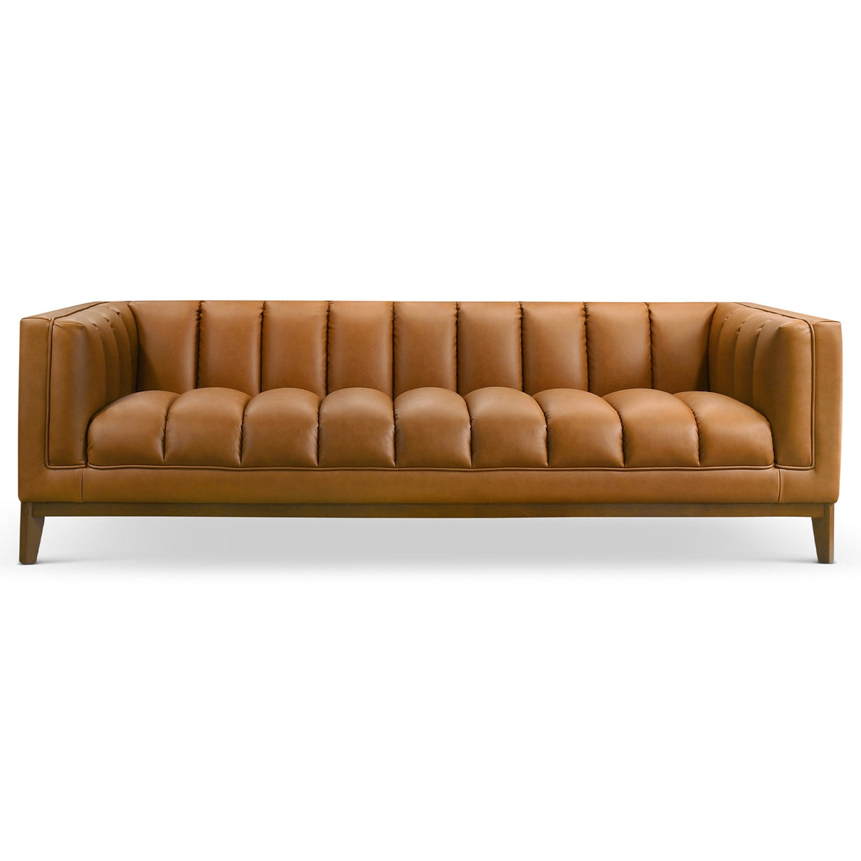 Melissa Mid-Century Cognac Vegan Leather Modern Sofa by Ashcroft Imports at Eve Furniture
