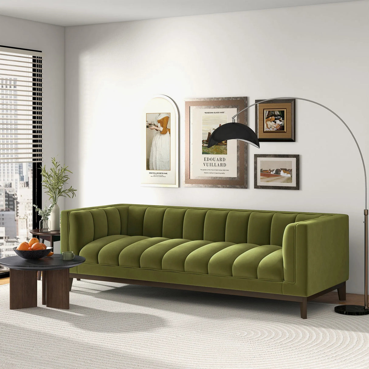 Melissa Mid-Century Green Velvet Modern Sofa by Ashcroft Furniture at Eve Furniture