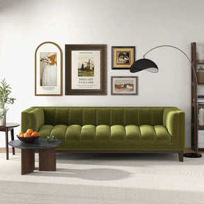 Melissa Mid-Century Green Velvet Modern Sofa by Ashcroft Furniture at Eve Furniture