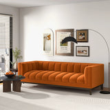 Melissa Mid-Century Orange Velvet Modern Sofa by Ashcroft Imports at Eve Furniture
