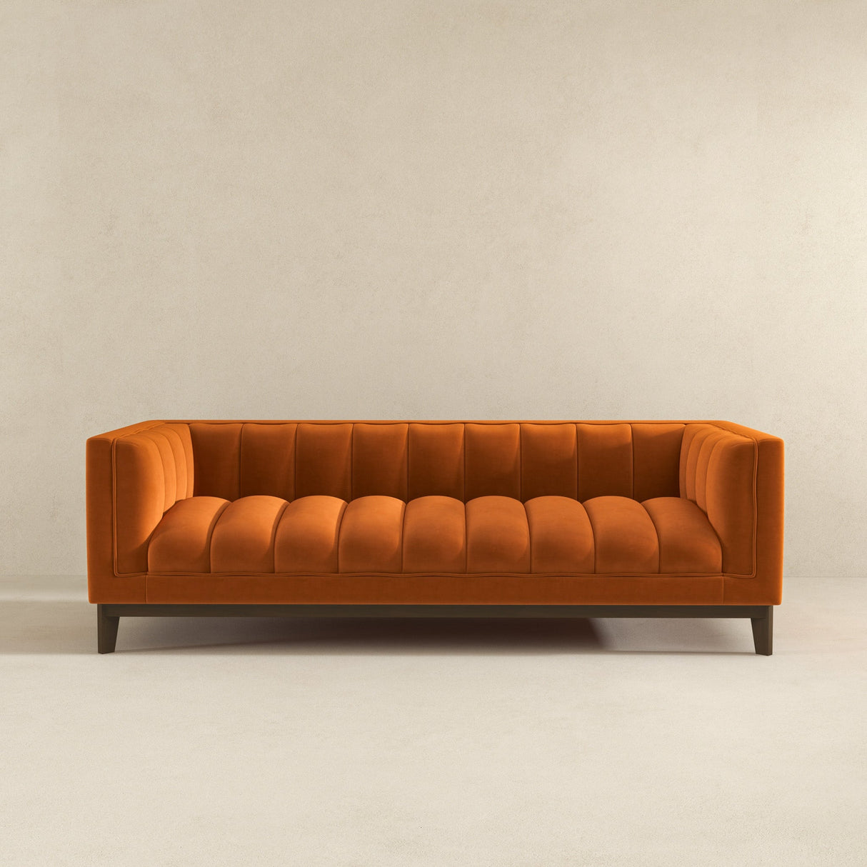 Melissa Mid-Century Orange Velvet Modern Sofa by Ashcroft Imports at Eve Furniture