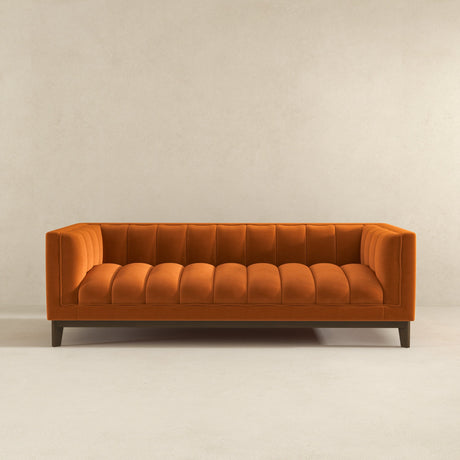 Melissa Mid-Century Orange Velvet Modern Sofa by Ashcroft Imports at Eve Furniture