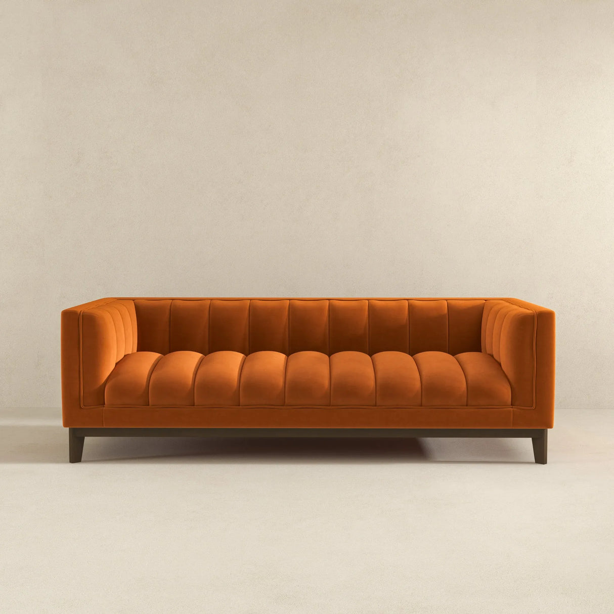 Melissa Mid-Century Orange Velvet Modern Sofa by Ashcroft Imports at Eve Furniture
