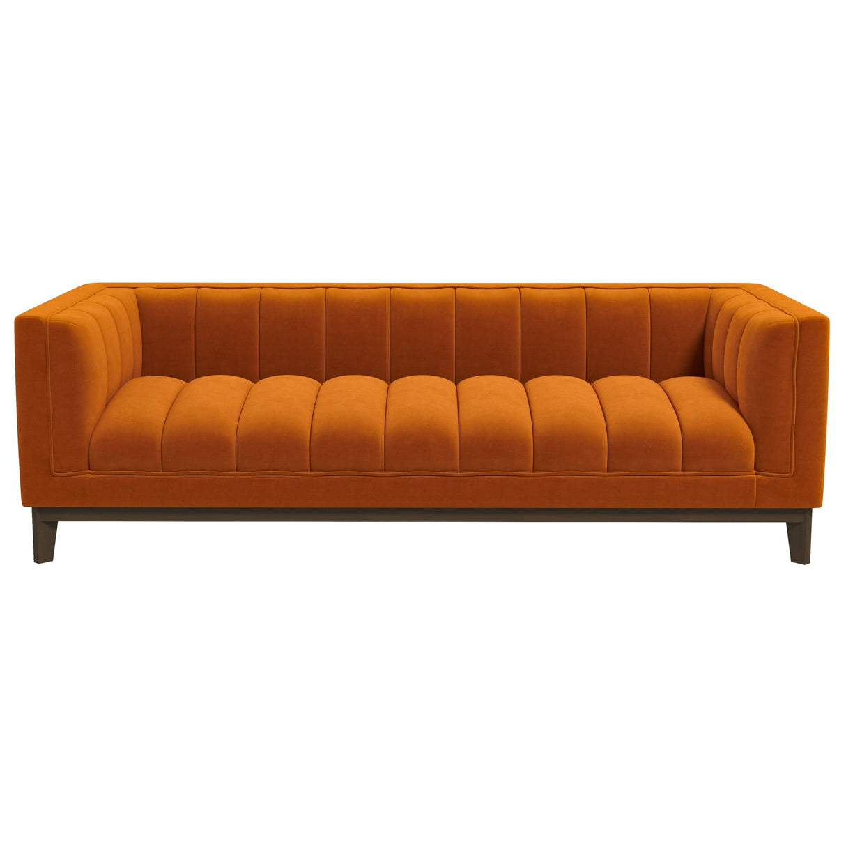 Melissa Mid-Century Orange Velvet Modern Sofa by Ashcroft Imports at Eve Furniture