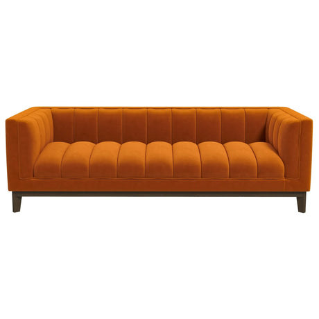 Melissa Mid-Century Orange Velvet Modern Sofa by Ashcroft Imports at Eve Furniture