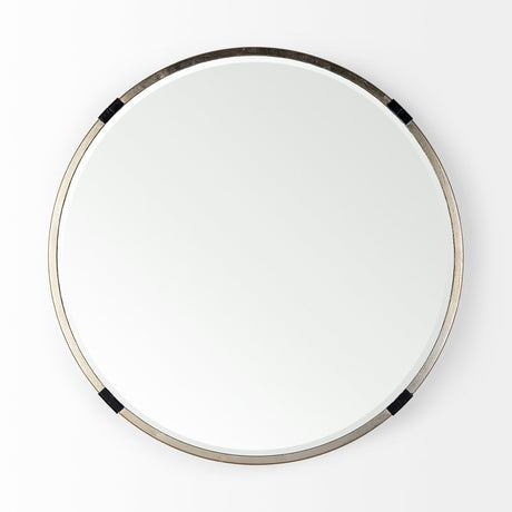 Melissa Small Round Gold Metal Wall Mirror by Mercana at Eve Furniture