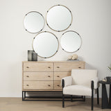 Melissa Small Round Gold Metal Wall Mirror by Mercana at Eve Furniture