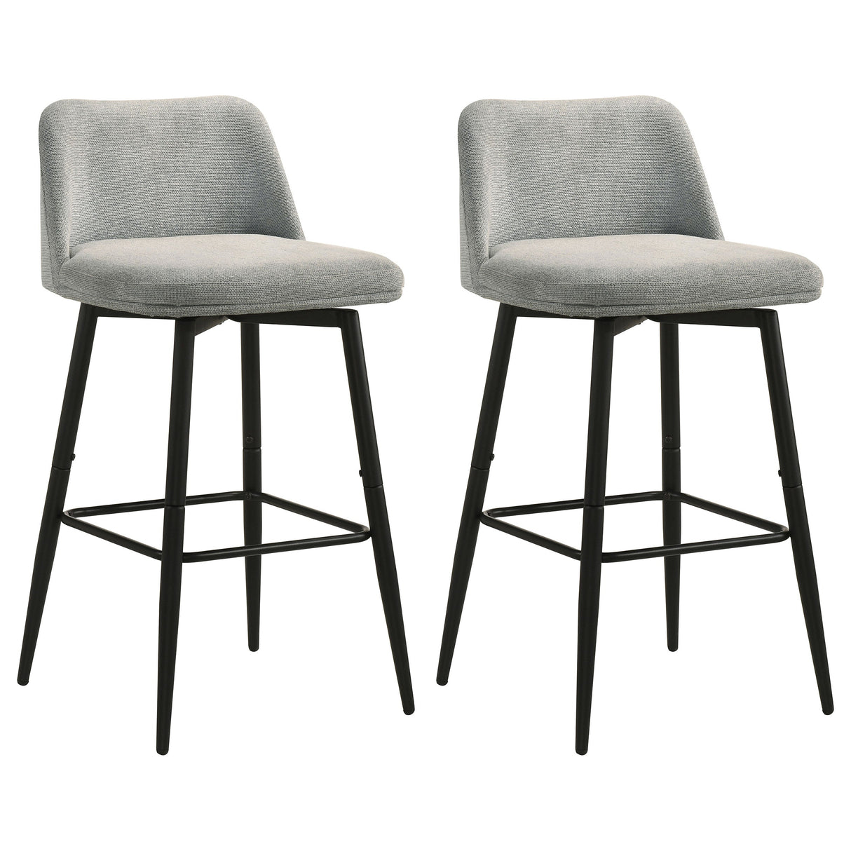 Mellor Grey Fabric Upholstered Swivel Bar Chair (Set of 2) by Coaster at Eve Furniture