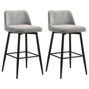 Mellor Grey Fabric Upholstered Swivel Bar Chair (Set of 2) by Coaster at Eve Furniture