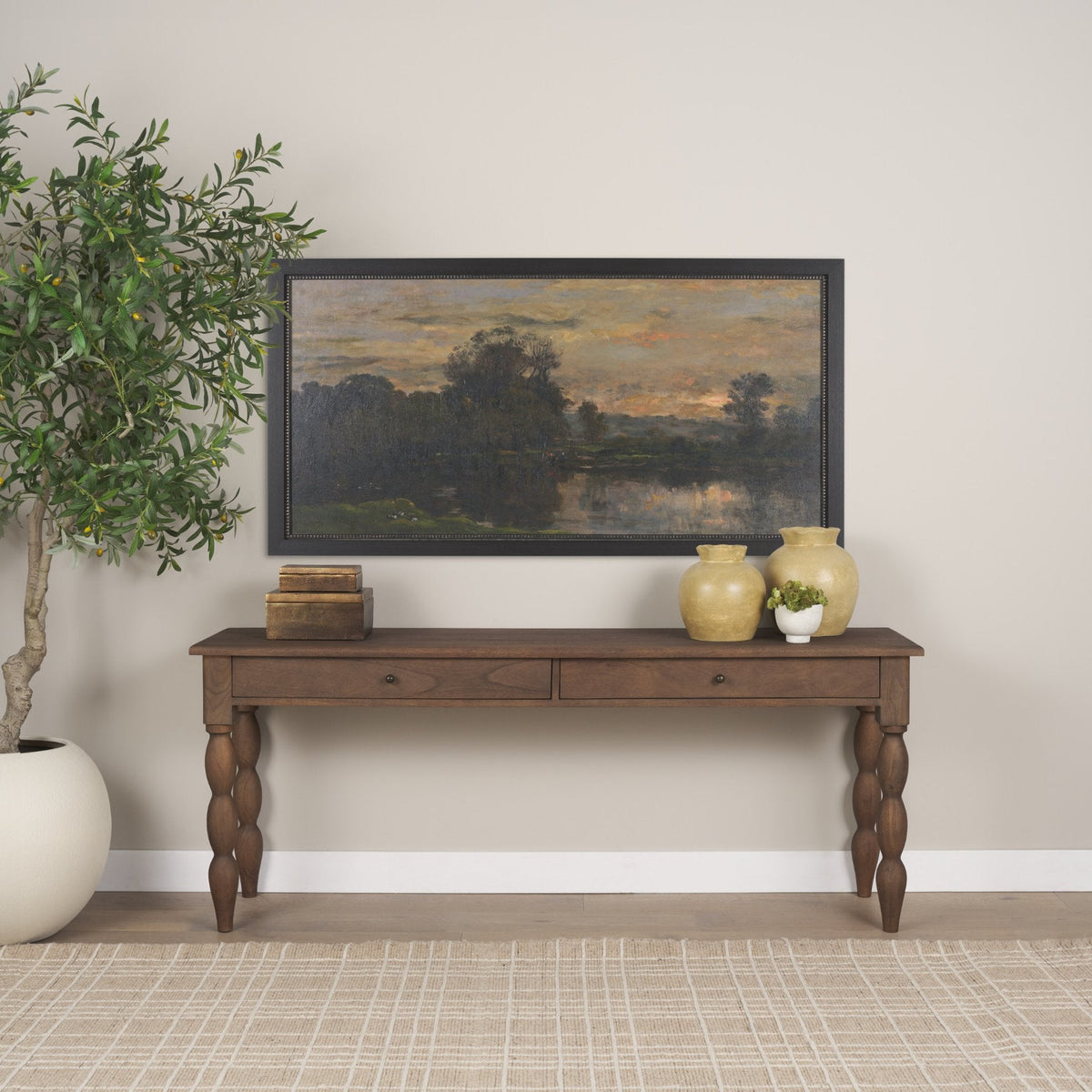 Melo Large Distressed Citron Yellow Ceramic Vase by Mercana at Eve Furniture