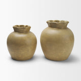 Melo Large Distressed Citron Yellow Ceramic Vase by Mercana at Eve Furniture
