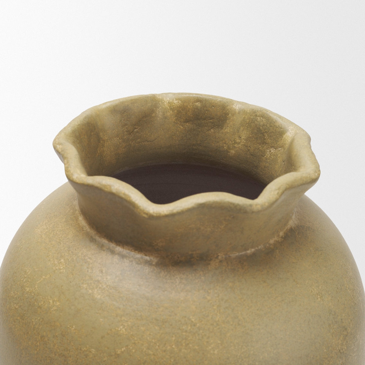 Melo Large Distressed Citron Yellow Ceramic Vase by Mercana at Eve Furniture