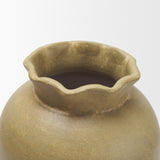 Melo Large Distressed Citron Yellow Ceramic Vase by Mercana at Eve Furniture